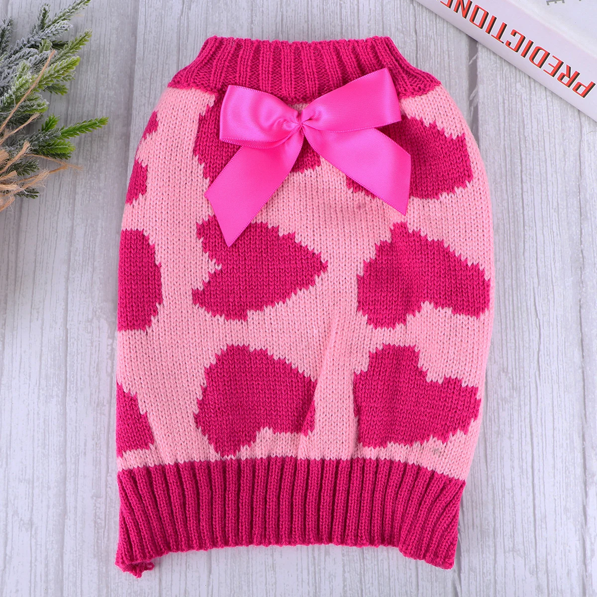 

Cute Heart Pattern Dog Sweater Winter Warm Pet Clothes Fashionable Puppy Costume Outdoor Walking Party Christmas Photo Rosy S