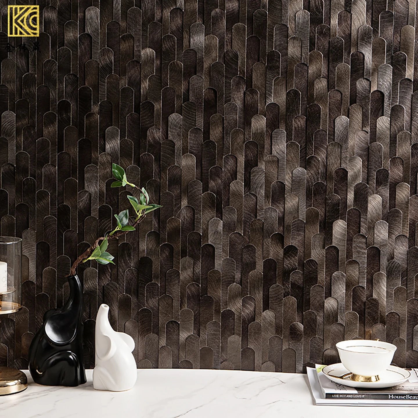 

Long Three-dimensional Wall Sticker Self-adhesive Metal Mosaic Tile Patch Coffee Bar Wall Decoration Bathroom Background Wall