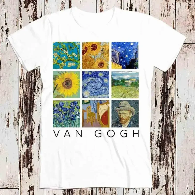 

Van Gogh Collage Tee - Starry Night & Sunflowers Limited Edition Retro Art