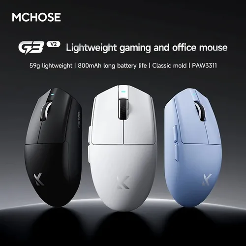 Imagen 2 del producto Ratón Profesional para Juegos MCHOSE G3 V2 Pro, Tres Modos, PAW3395, 26000DPI, Frecuencia de Sondeo, 59g, Ultraligero, Ratón de Oficina, 800mAh