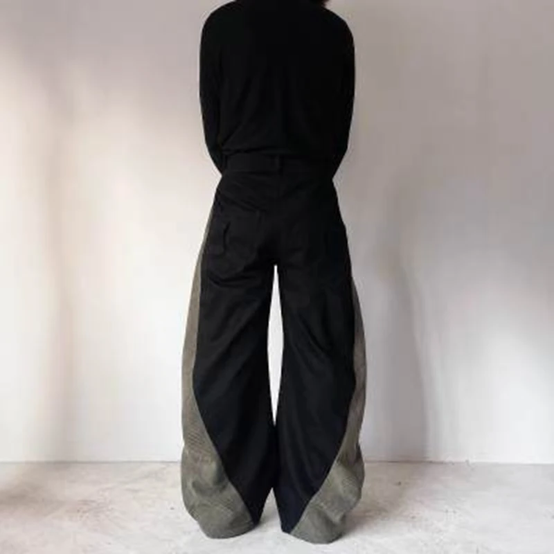 Mens Harem Pants Curved Contrast Color Casual Pants Streetwear Youth Personality Versatile Trendy Wide Leg Pants Men's Wear 2026