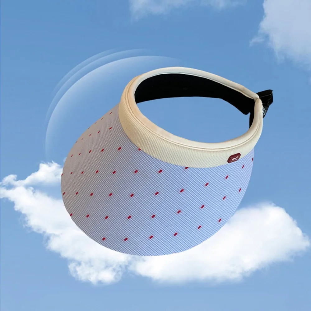 

Fashion Sweet Woman Sun Hat Colorful Dot Wide Brim Empty Top Cap Anti-UV Sunscreen Visor Cap Summer