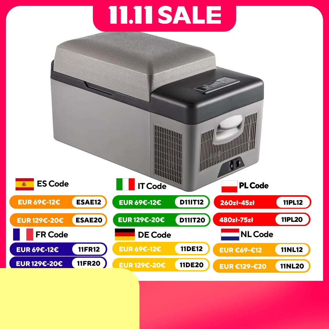 VEVOR 15L/20L Frigo per congelatore per auto, dispositivo di raffreddamento con compressore portatile con controllo app per campeggio, viaggi, attività all'aperto e casa