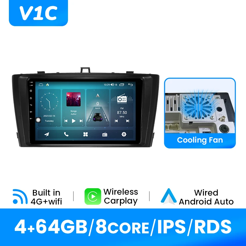 Android 14 Autoradio Speler Voor Toyota Avensis 2009-2015 GPS Draadloze Carplay Android Auto IPS Scherm Multimedia DSP 4G Wifi
