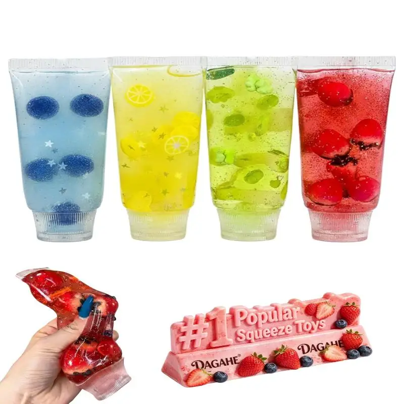 Fruit Filled Toothpaste Tube  Toy Squeeze Toy Glitter Squishies Stress Relief Toy Fidget Sensory Toy