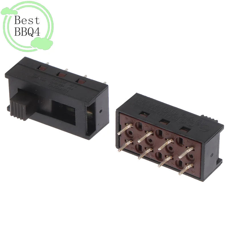 (BBQ4)2Pcs DSE-2310 Pointed Pins 8 Feet 3 Files 10A250V Toggle Switch Black Slide Switch Hair Dryer Switch Module