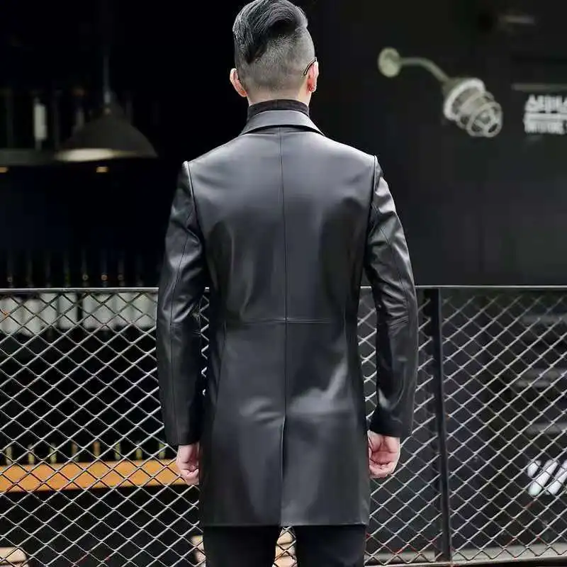 BATMO 2023 new arrival spring high quality natural Genuine Leather trench coat men,male sheepskin jackets XZ1880