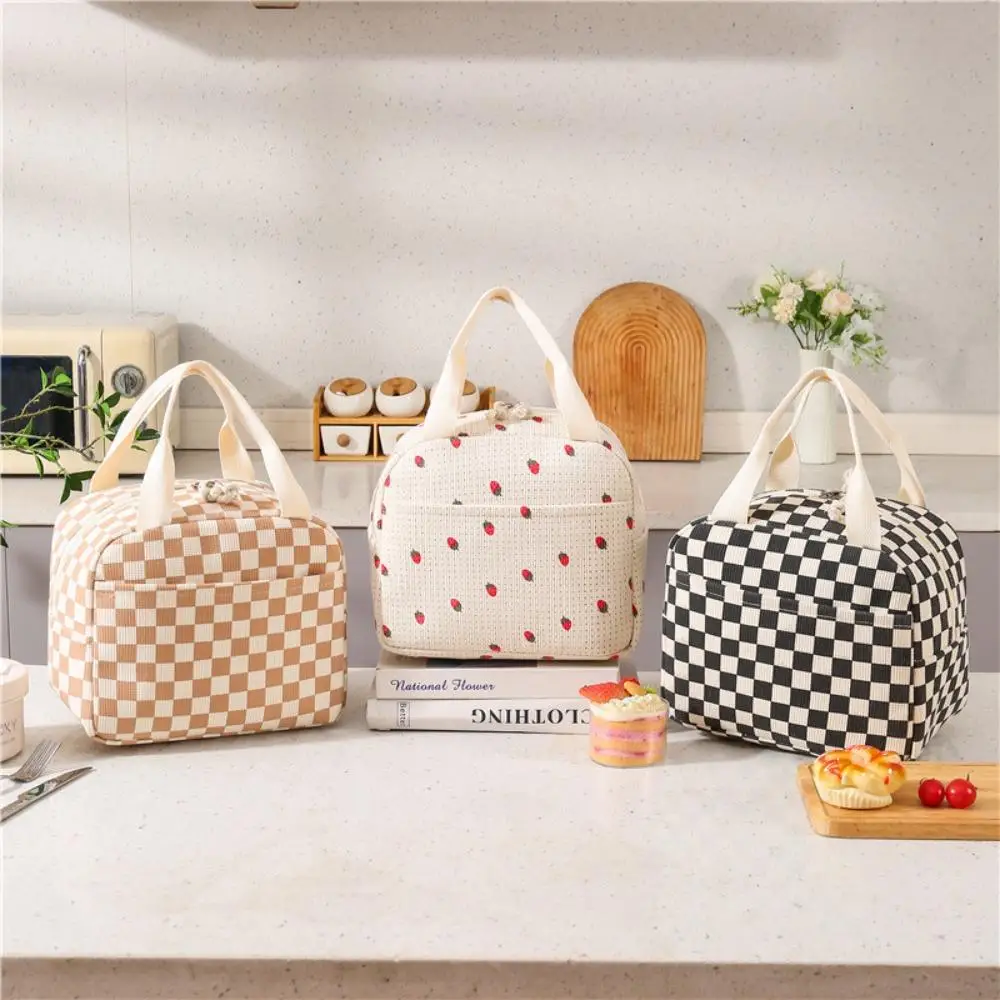 Lunchtasche aus Cord mit Blumenmuster, bedruckte Lebensmittelhandtaschen, tragbare Thermo-Lunchbox-Tasche, wasserdichte Kühltasche für das Büro, isolierte Kühltasche
