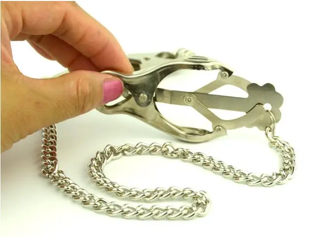 Pinzas para pezones de acero inoxidable para mujer, estimulador de pezones, dispositivo de estiramiento, cadena de Bondage, productos BDSM para adultos, juguete sexual