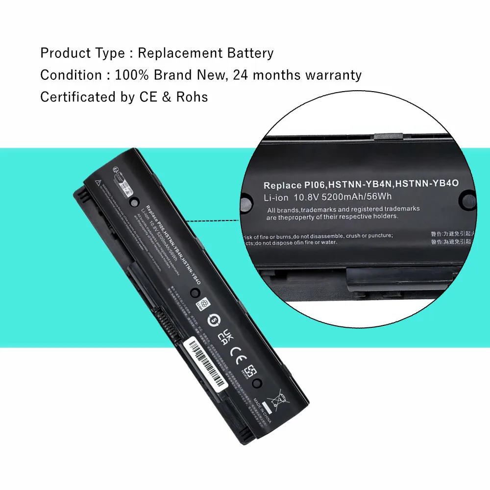 Laptop battery For HP Pavilion TouchSmart 14t 14z Envy 15t 15z 17t 17z M7t M7z HSTNN-UB4N TPN-Q122  PI06 HSTNN-LB4N PI09