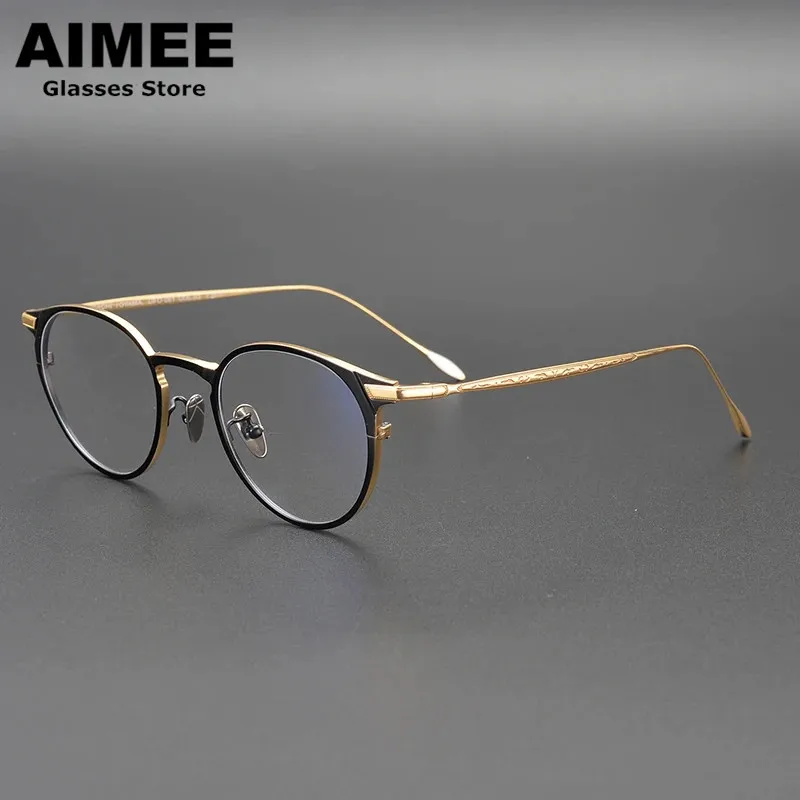 Brand Design Titanium Glasses Frame Men Fashion Vintage Round Prescription Eyeglasses Frame Women Optical  Eyewear Spectacles