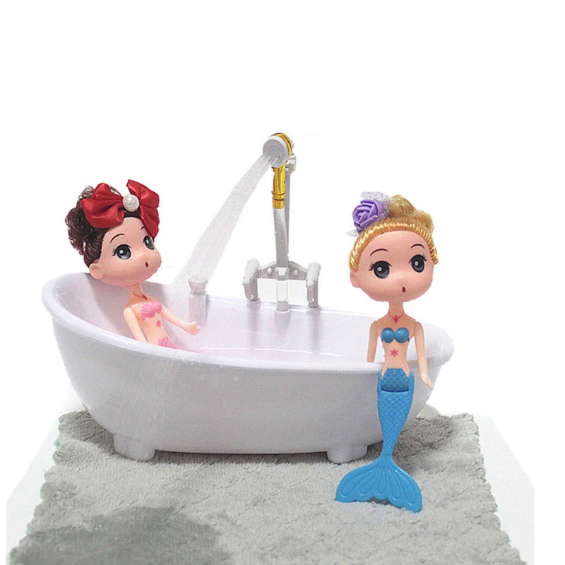 Miniatures Electric Bathtub Doll Accessories Plastic Tub 1:6 Scale Dollhouse Furniture Spraying Water Kids Bathing Toys