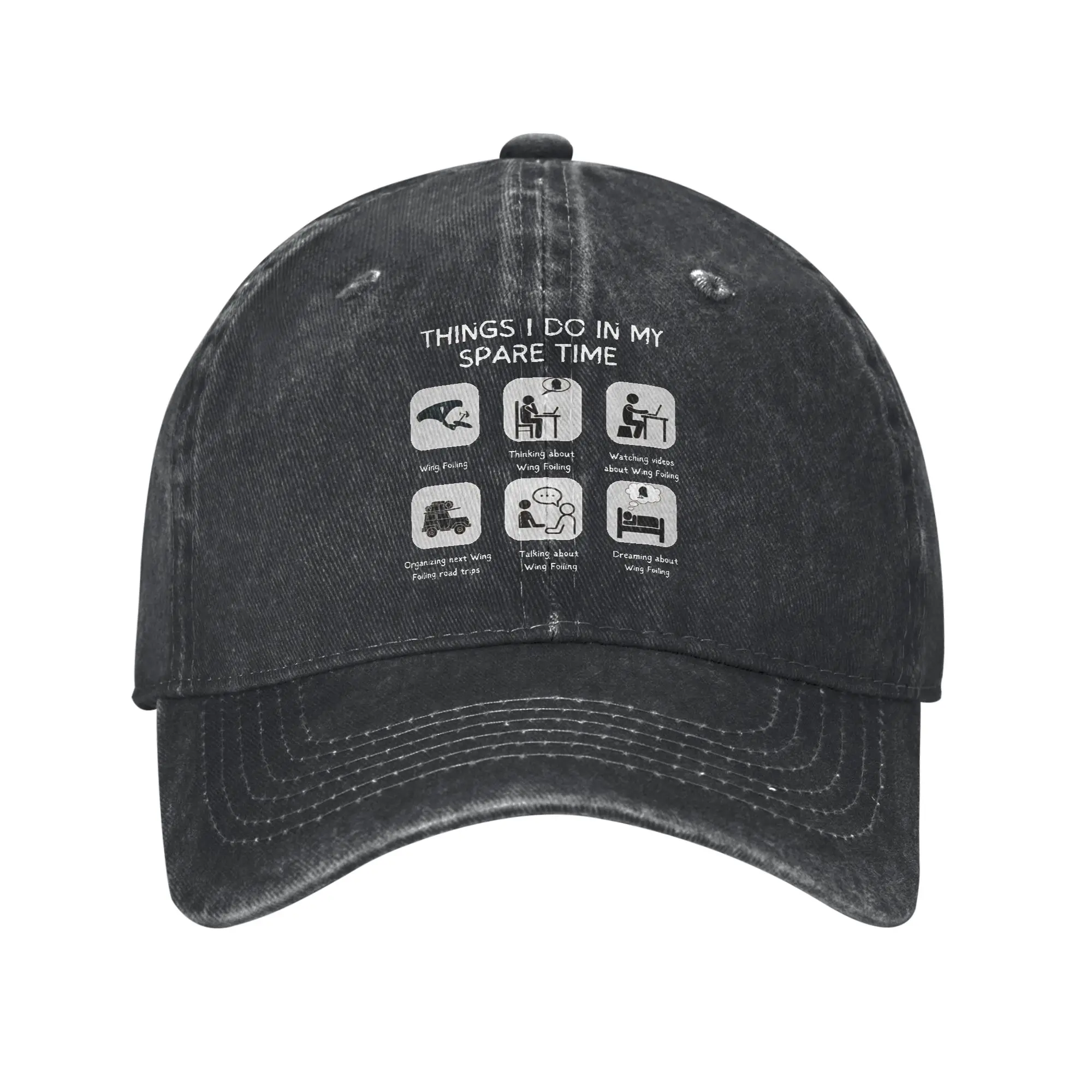 Wing Foiling Surfing Baseball Cap Vintage Distressed Cotton Things I Do In My Spare Time  Sun Cap Men Women Outdoor Hats Cap