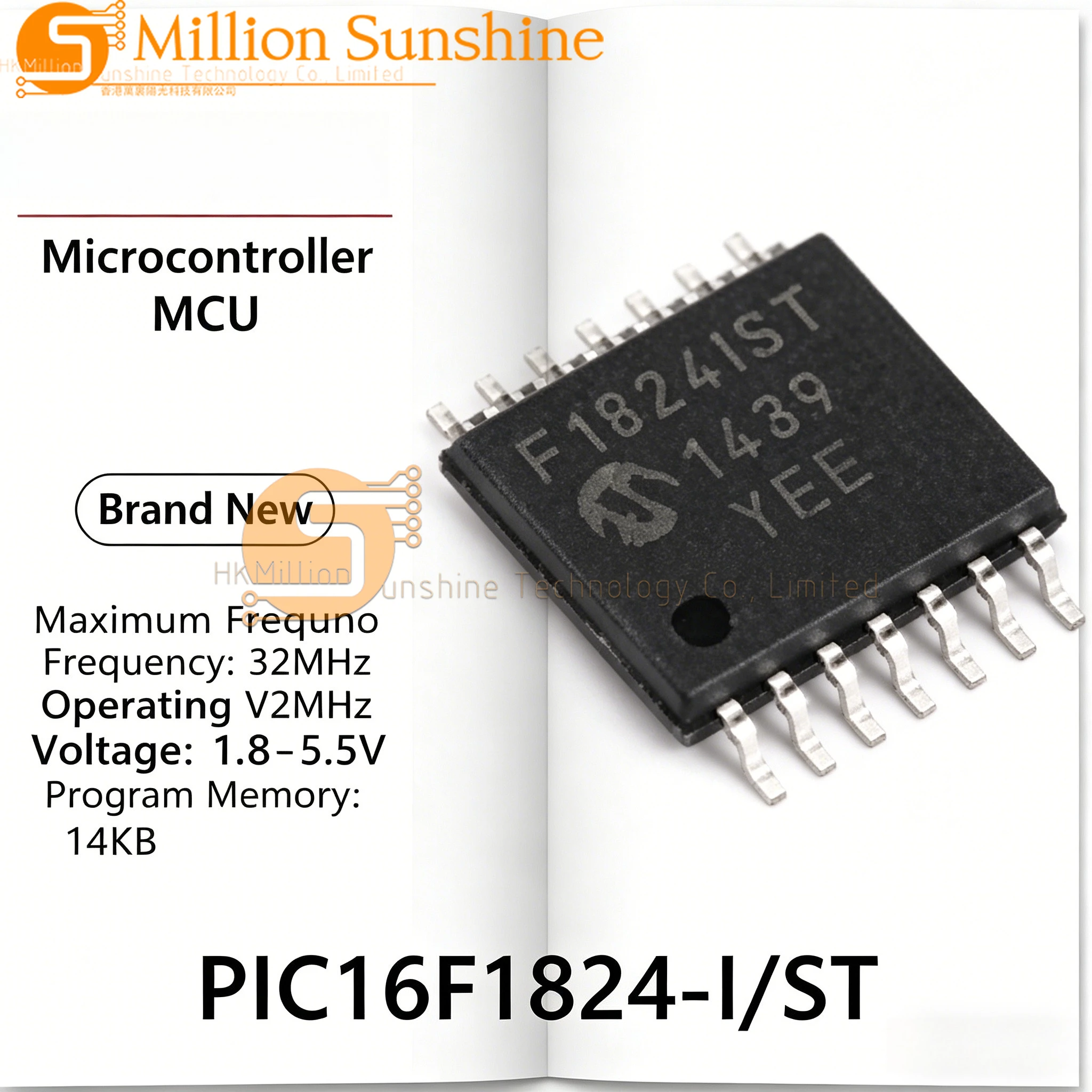5-100pcs PIC16F1824 PIC16F1824-I/ST PIC16F1824T-I/ST TSSOP-14 8-Bit Microcontroller MCU IC
