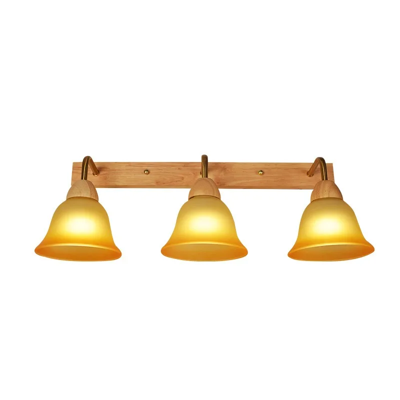 Japanese Rustic Wooden Ceiling Light Warm Frosted Glass Bathroom Mirror Headlight Aisle Bedroom Restaurant LED Ceiling Lamp
