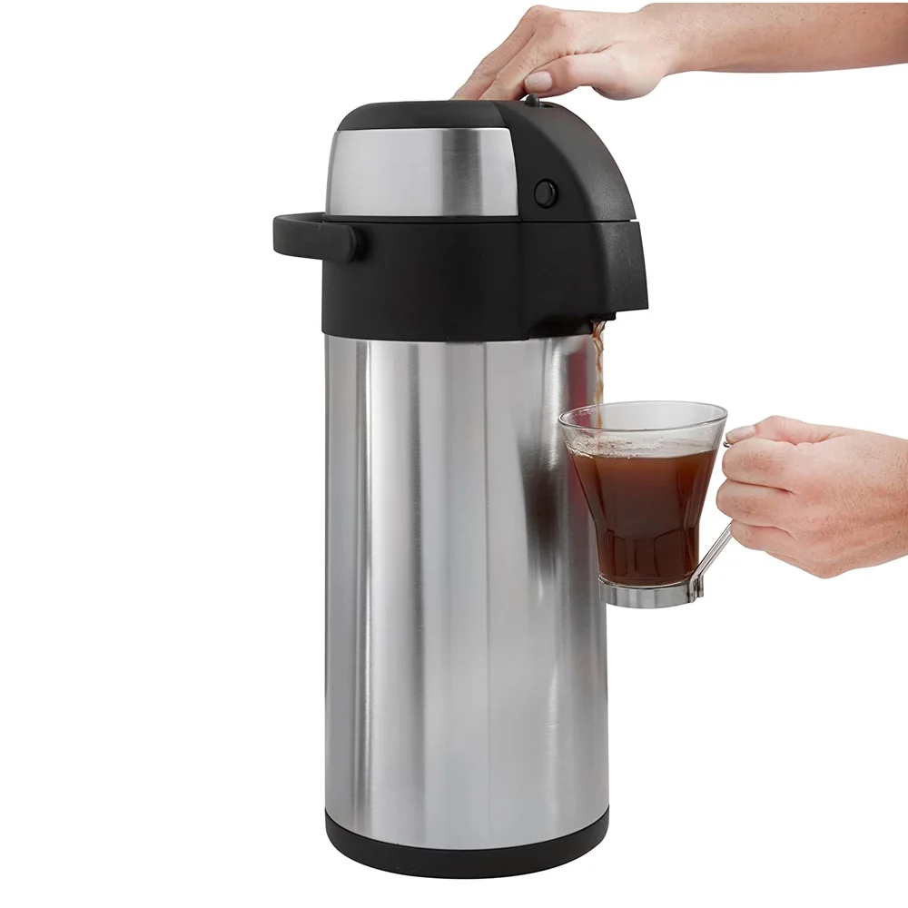 Airpot Thermos Coffee Carafe Insulated Stainless Steel Coffee Dispenser with Pump Thermal Beverage Dispenser Vacuum Jug Hot&Cold