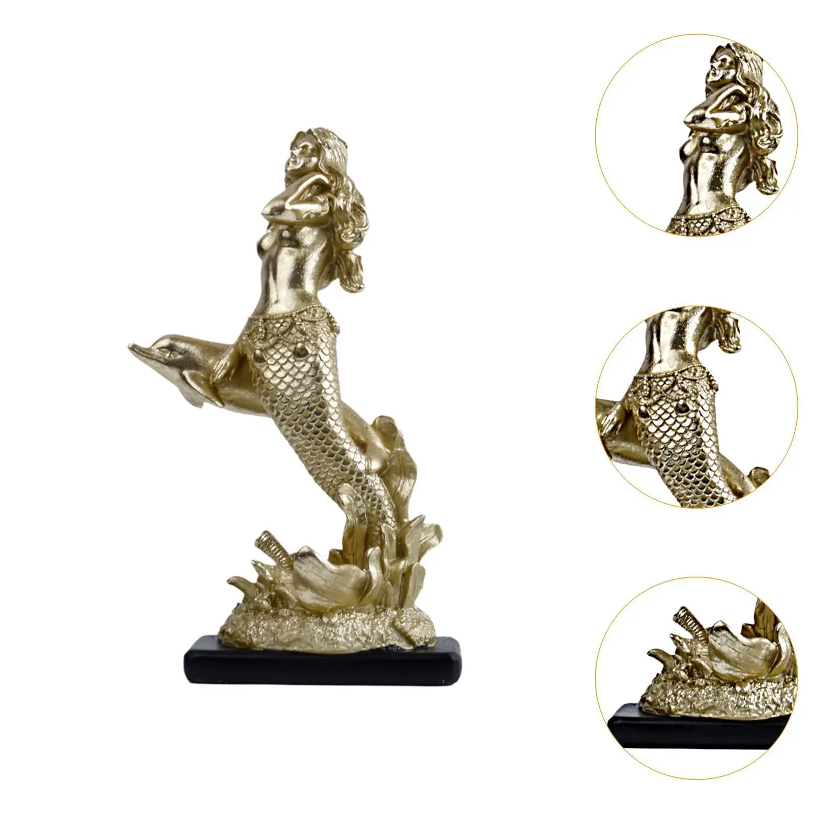 Mermaid Statue Sculpture Creative Gift Craft Centerpiece Tabletop Ornament Resin Figurine for Office Bedroom Living Room Home