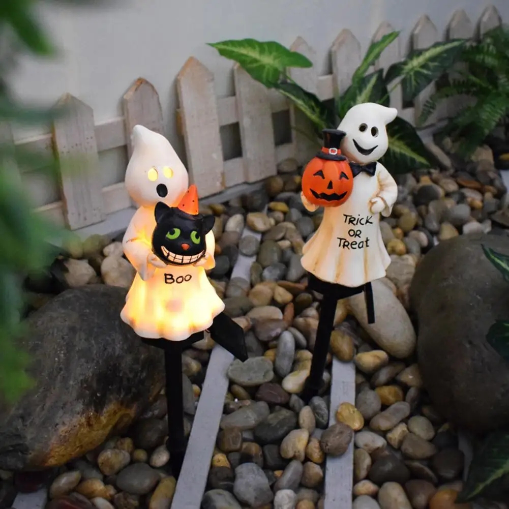 Pumpkin Lantern Solar Lights Halloween Solar Pumpkin Lantern Hat Light Set for Garden Pathway Decoration Waterproof Led for Lawn