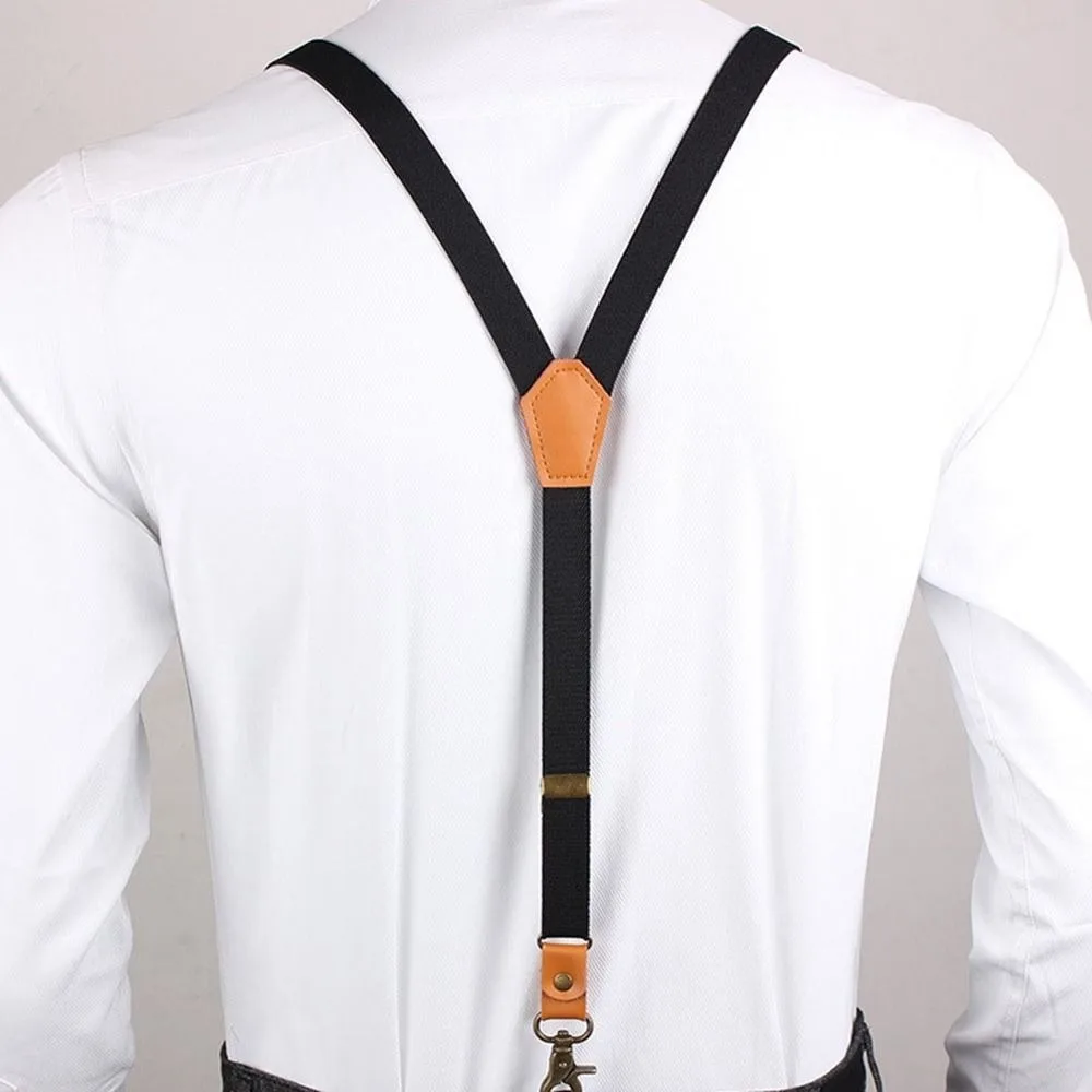 แฟชั่นสีทึบ 3 ตะขอสําหรับชายลายประสิทธิภาพ Tie Suspenders ปรับวงเล็บ Suspenders คลิปแขวนกางเกงคลิป