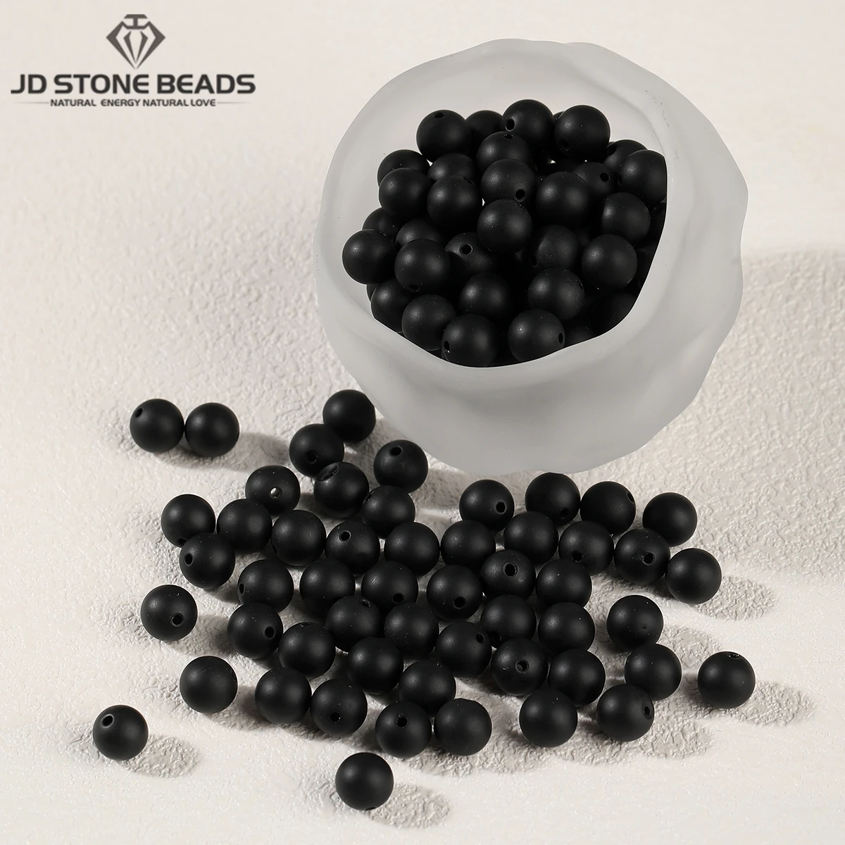 10 Pcs/lot Natural Stone Frost Black Agate Bead Round Loose Spacer Bead for Jewelry Making DIY Bracelet Necklace Accessory