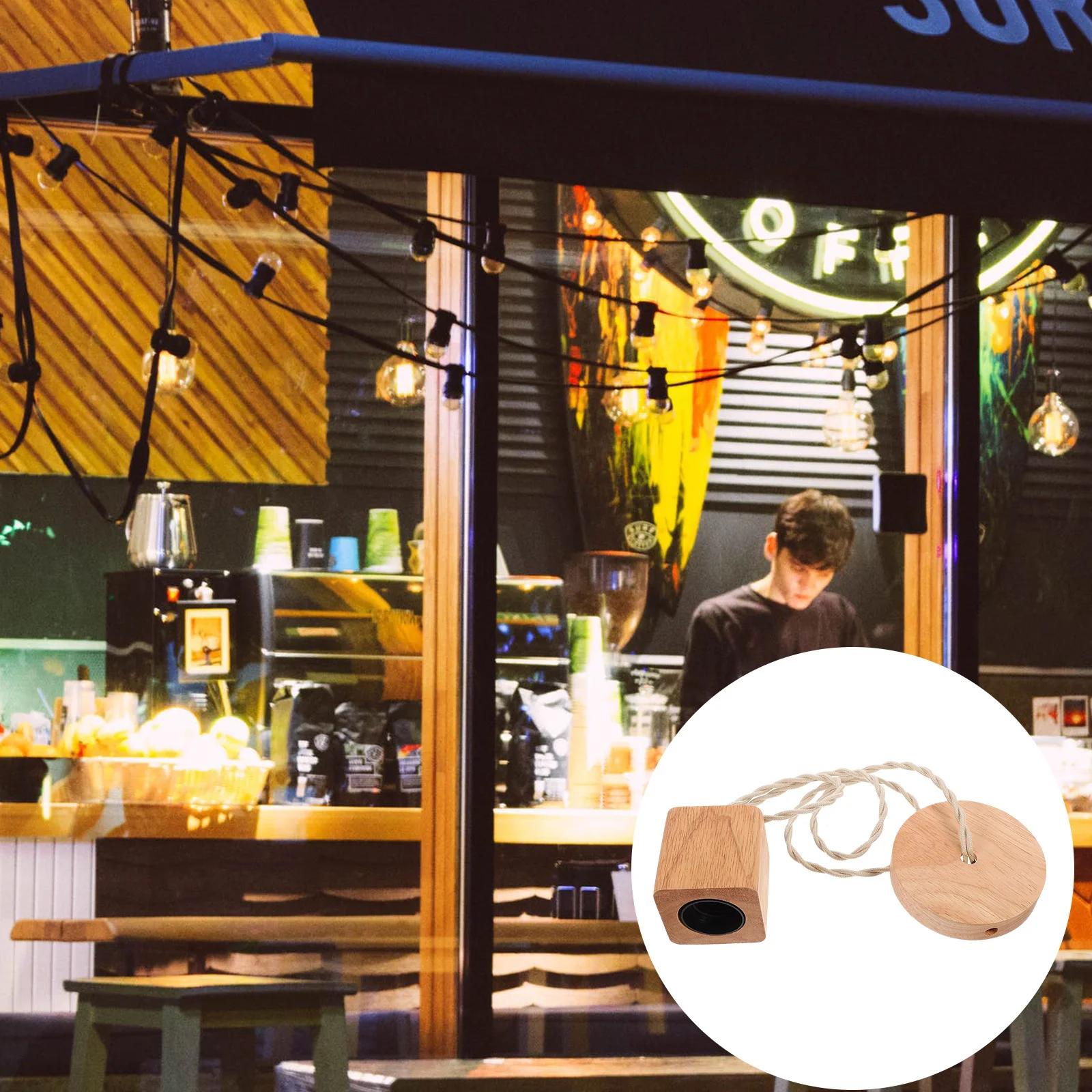 

E27 Wooden Lamp Socket Replacement Bulb Holder for Pendant Light DIY Decorative Lighting Fixture Simple Hanging Lamp Accessory