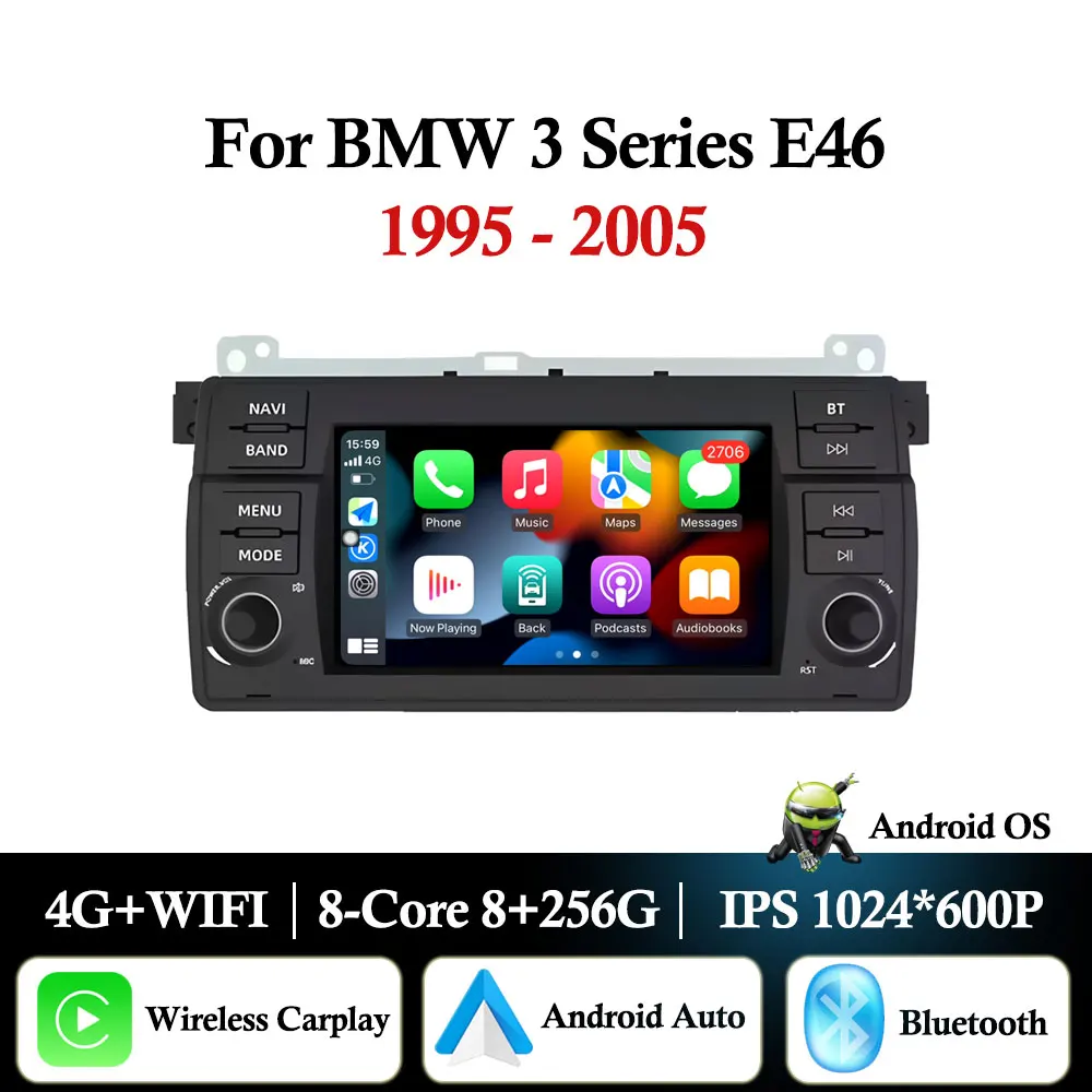 

Wireless CarPlay For BMW 3 Series E46 1999 - 2005 Car Radio Multimedia Video Player Navigation GPS Wifi Head Unit Touch Screen