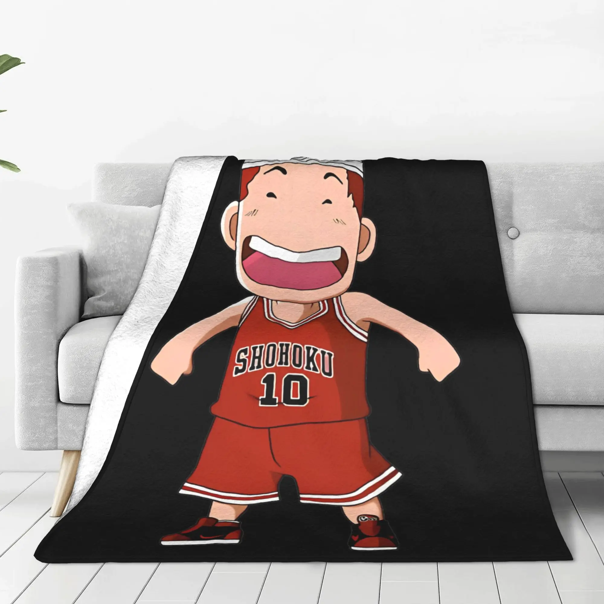 Slam Dunk Caricature Hanamichi Sakuragi SHOHOKU Blanket  Flannel Vintage Breathable Throw Blanket for Coverlet All Season