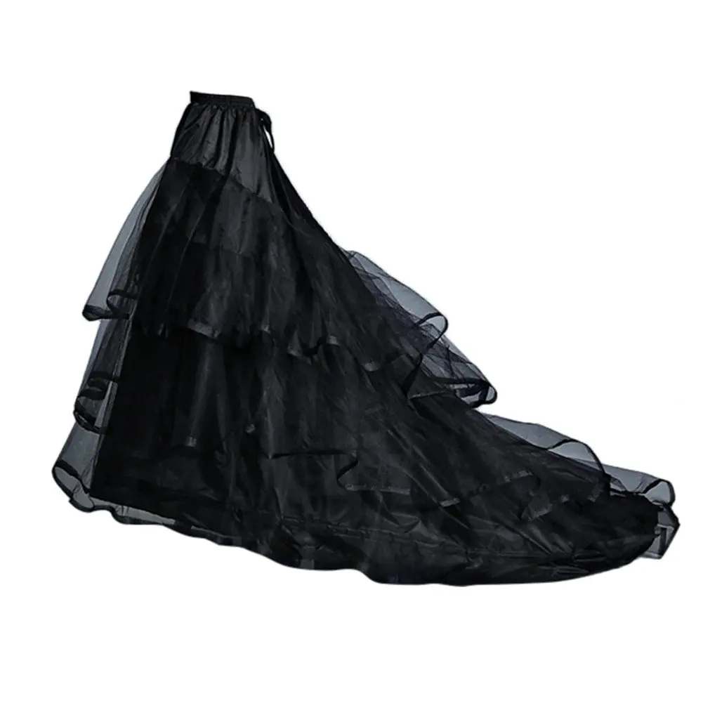 Anágua Crinoline até o chão para mulheres, Underskirt preto, Wedding Party Dress, 3 camadas