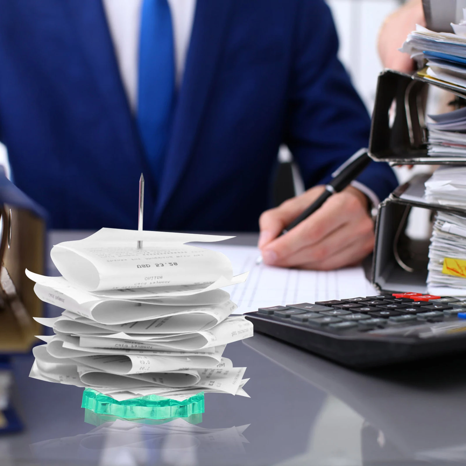 2pcs Plastic Bill Insert Check Fork Large Receipt Holder AntiSkid Restaurant Menu Paper Office Card Rod Memo Note Holder