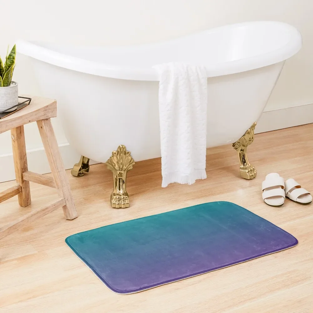 

Ombre Gradient Colors Teal and Purple Bath Mat Absorbent Bathroom Non Slip Carpet Mat