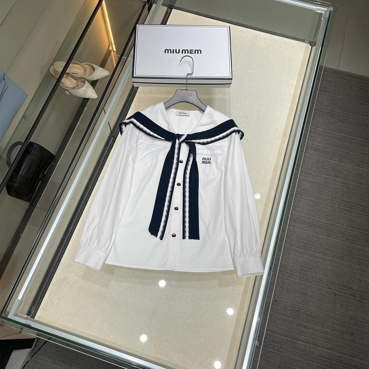 

Высококачественный корейский трикотажный темно-синий воротник с воротником irt, женский топ Faion Commute Sle Long Sve на пуговицах Ciwalk