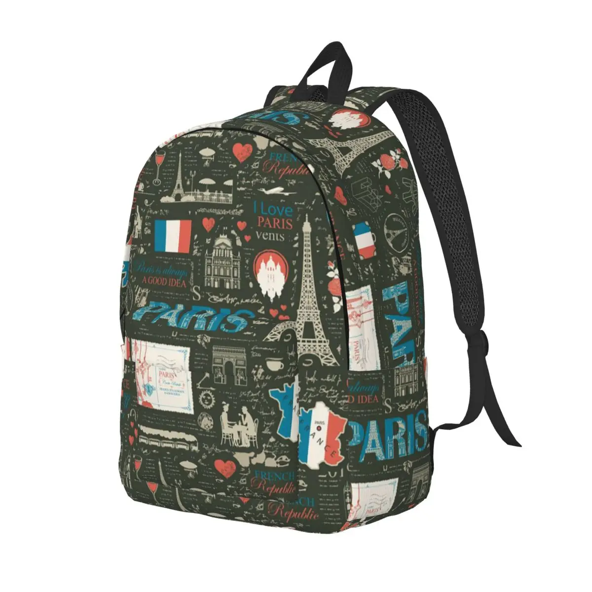

Paris Eiffel Tower Backpack Daypack Large Capacity Children BookBag School Bag Shoulder Bags for Men Women