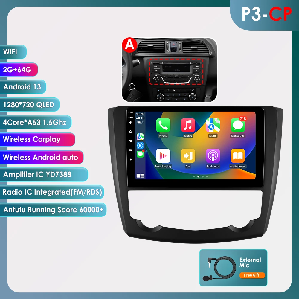 Android Auto Multimedia Speler voor Renault Kadjar 2015-2019 GPS Draadloze Carplay Intelligente Autoradio 360Cam 6115 Touchscreen