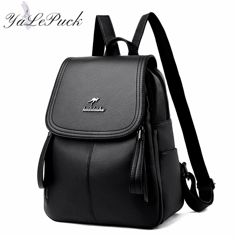 Vintage Women Backpack Large Capacity School Bags for Teenagers Girls Leather School Backpack Lady Shoulder Bag Sac A Dos