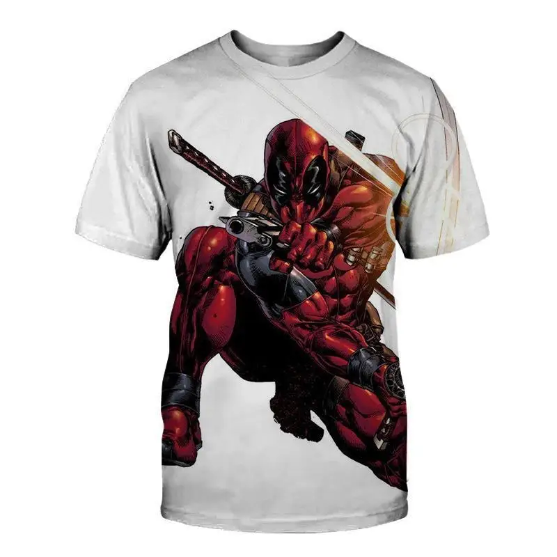 Miniso Universe Boys And Girls Deadpool Anime 3D Printed Streetwear Personality T-Shirt Kid/Adult Casual Fashion Top