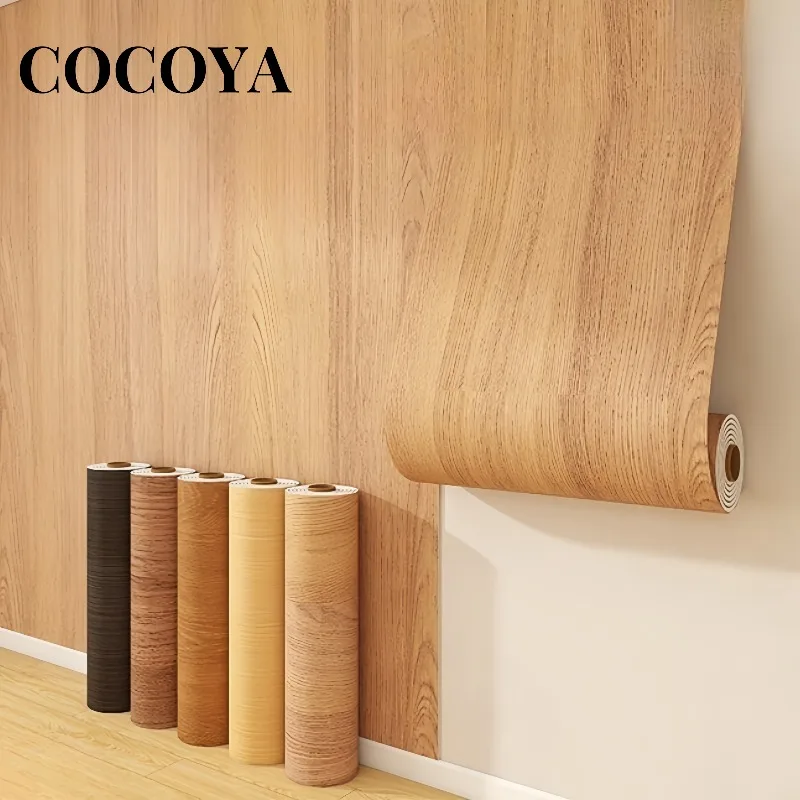 Faux Wood Grain Wallpapers Decoration Thick Foam Self Adhesive Wall Sticker Aluminum Film Peel and Stick Wallpaper 3/5/10 Meters