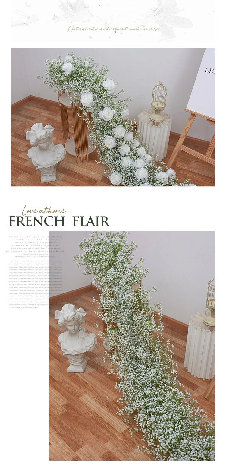 2M Künstliche Schleierkraut-Blumenreihe Hochzeitstisch-Blumenläufer Bogen-Hintergrund Kunstblumen-Arrangement für Veranstaltungen Großhandel – Detail 3