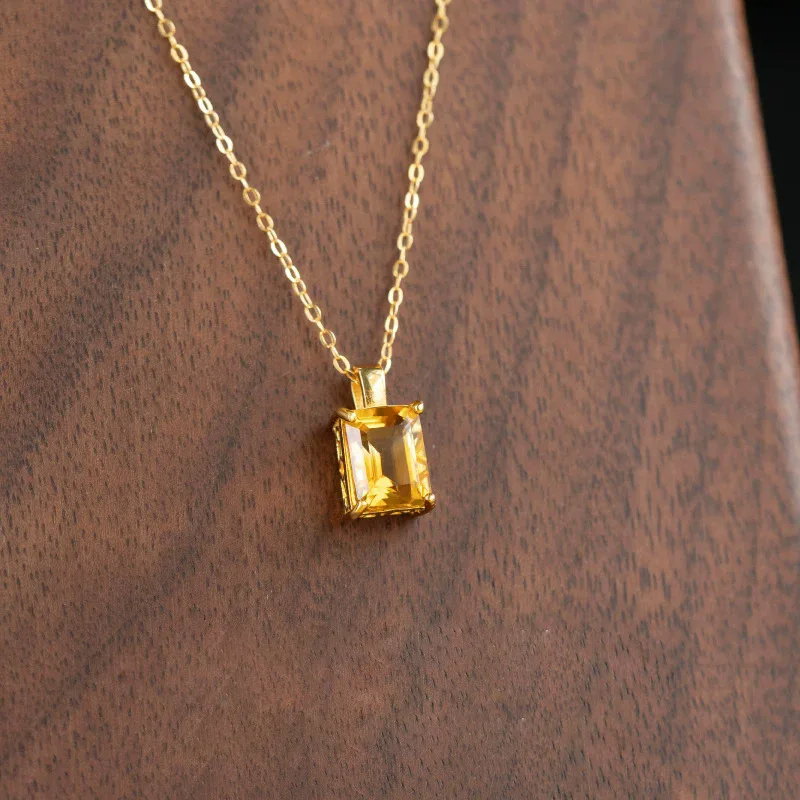 Bracelet Hand String Lucky Transfer Advanced Natural Citrine Necklace Female S925 Sterling Silver Gem Colored Diamond Pendant