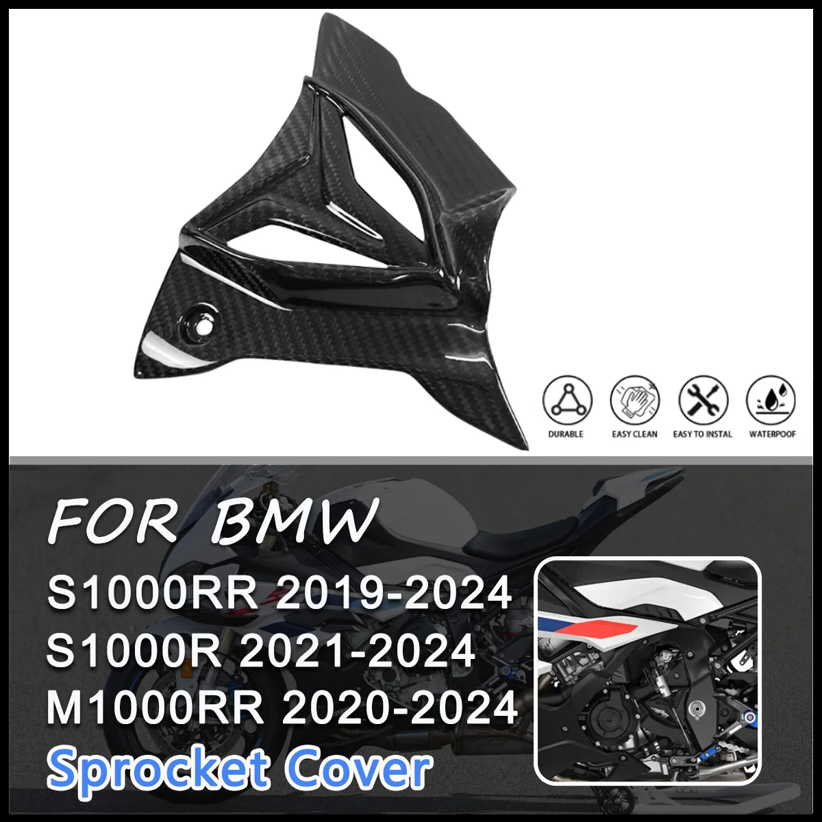 ل BMW S1000RR S1000R M1000RR 2019 2020 2021 2022 2023 2024 2025 3K 100% ألياف الكربون الجافة دراجة نارية الملحقات غطاء ضرس