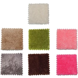 Vilmovies-Puzzle en mousse à cheveux longs pour enfants, tapis shaggy, polymère, peluche douce, zone lea, jouets pour bébés, bricolage, 4 pièces