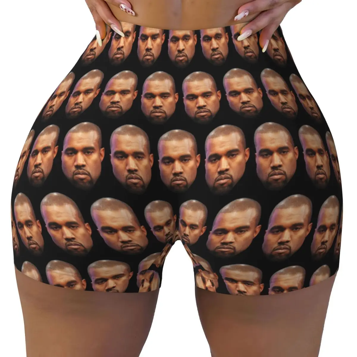 Custom Funny Kanye West Meme Workout Shorts Women Rapper Music Producer Gym Volleyball Running Yoga Shorts