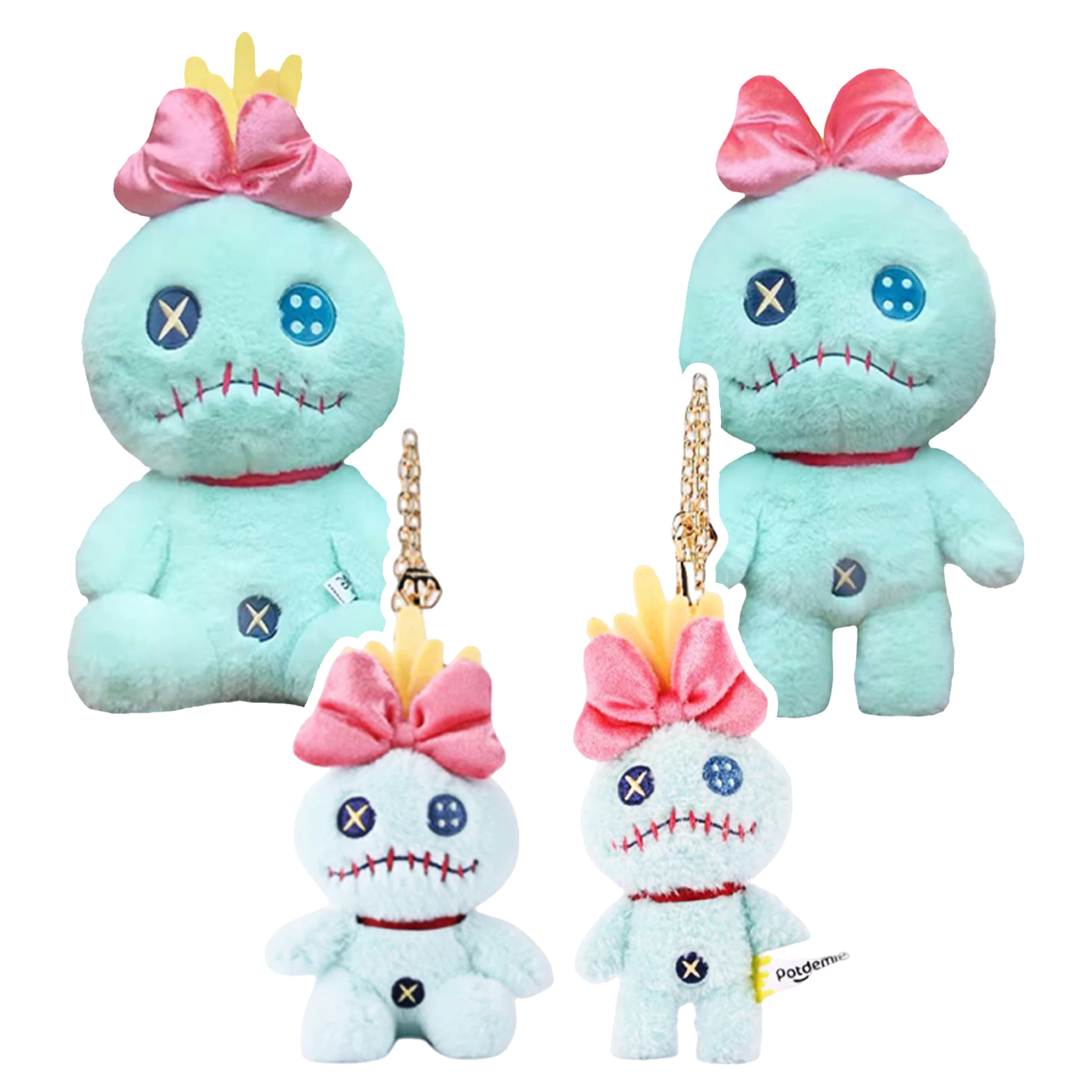 New Genuine Disney Lilo & Stitch Scrump Cute Plush Toy Small Gold Keyring Keychain Stuffed Toy Backpack Pendant Christmas Gift