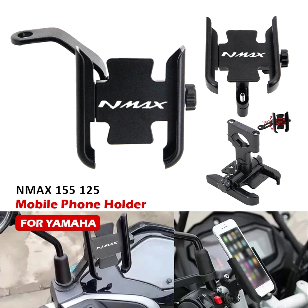 

For Yamaha NMAX 155 125 Motorcycle Mobile Phone Holder GPS Navigator Rearview Mirror Handlebar Mount Accessories