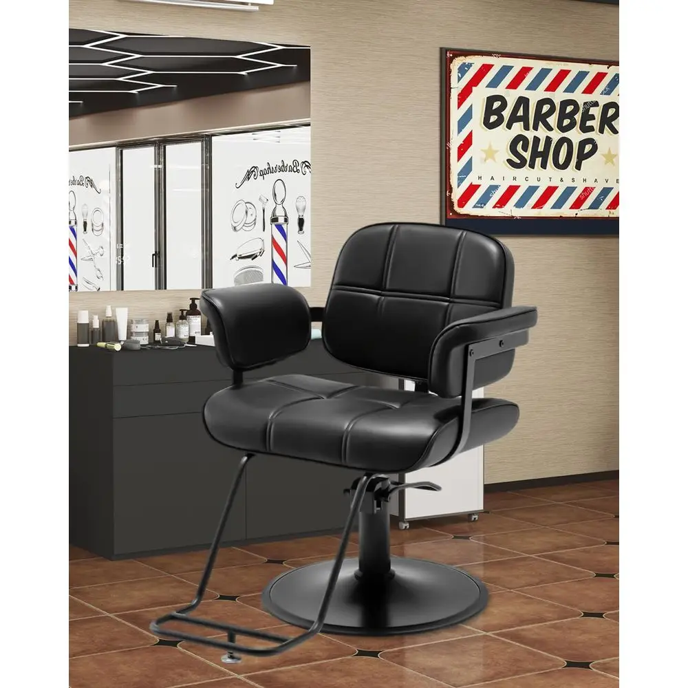 Barber Sn Chair, Extra Wide Hair Styling Chair Heavy Duty | Hydraulic Pump, 360° Swivel Height Adjustable, Comortable Padded Arm