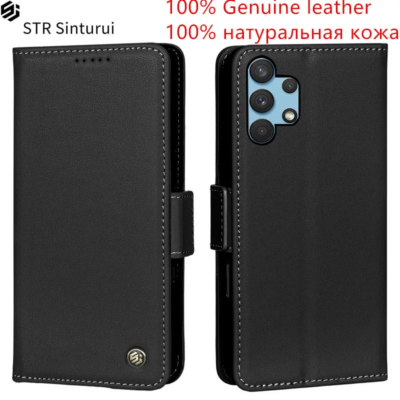 Genuine Nappa Grain leather Card Slot Wallet Cover For Samsung Galaxy A32 A42 A40 A41 A72 A31 A30 4G A30 A20 A22 5G Phone Case