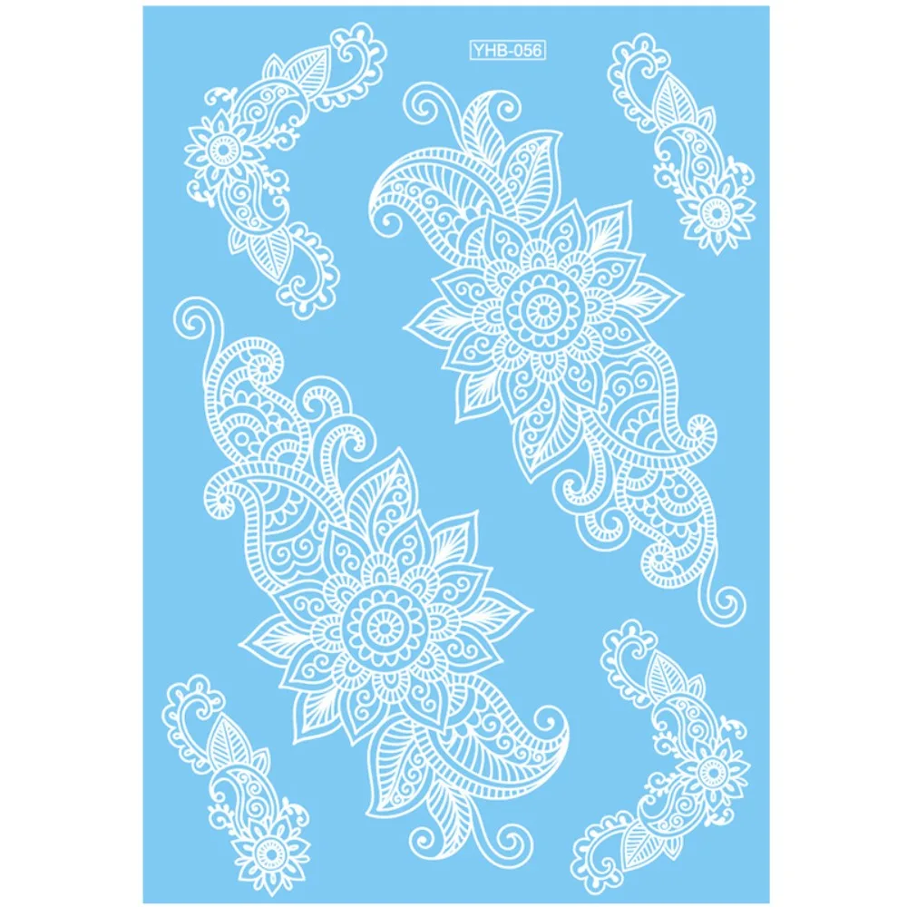 

Водонепроницаемые белые наклейки-тату с кружевными цветами и бабочками в этническом стиле, долговечные тату-наклейки для тела для женщин и мужчин