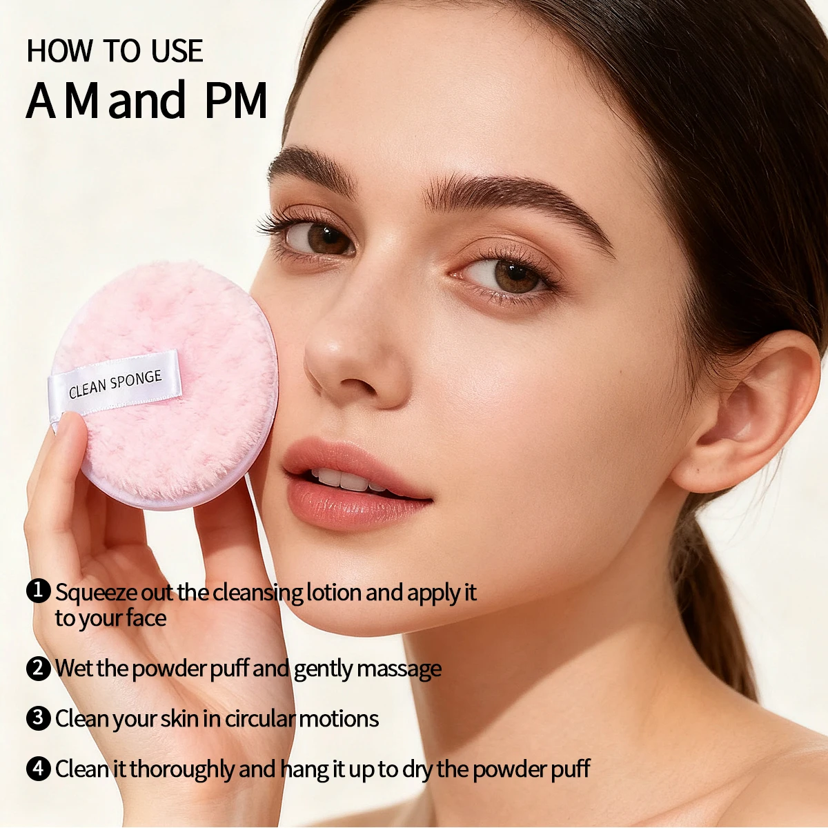 2個の大きな丸いレイジーフェイスウォッシュパフ、再利用可能なメイク落としとクリーニングパウダーパフ、多機能ポータブル美容ツール