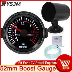 2inch 52mm Turbo Boost Gauge -1~2 Bar / -30~30 PSI Vacuum Press Meter Analog Black Case White LED Meter Smoke Lens customized