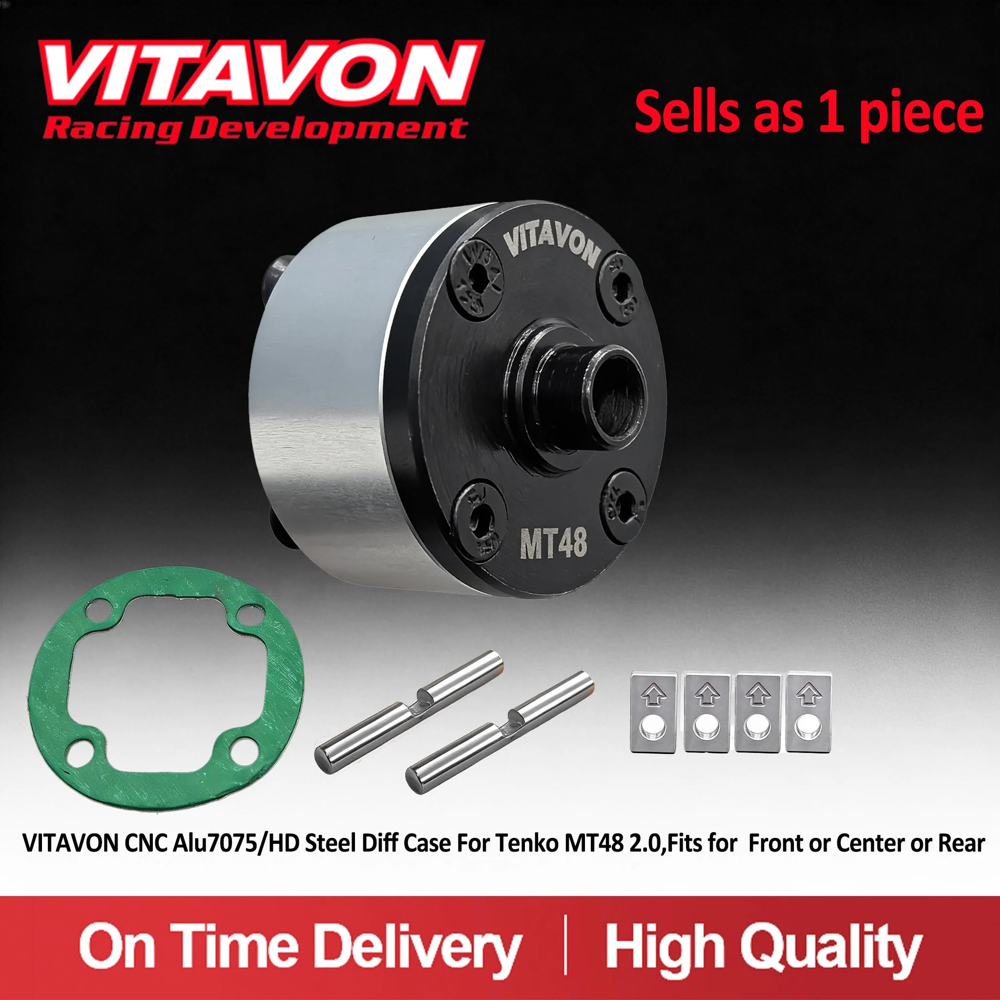 VITAVON CNC Alu7075/HD Steel Diff Case For Tenko MT48 2.0,Fits for Front or Center or Rear