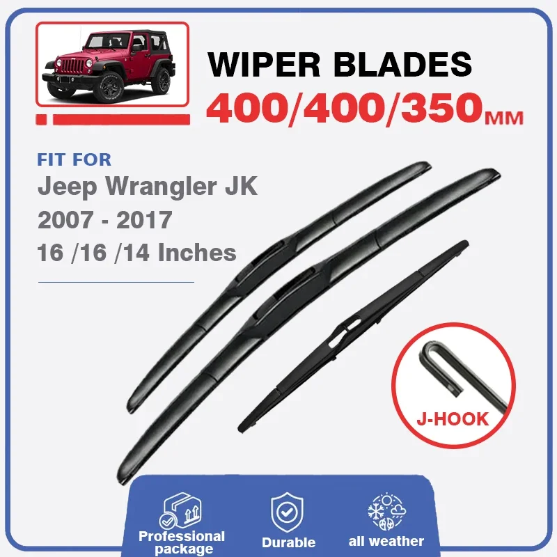 Front Rear Wiper Blades for Jeep Wrangler JK 2007-2017 Windscreen Window Windshield Car Accessories 2008 2009 2015 2016 Brushes